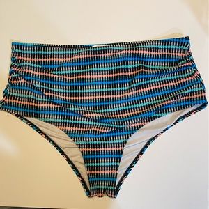 2X 3X Coeur de Vague Bikini bottoms black aqua blue peachy-pink dotted spot